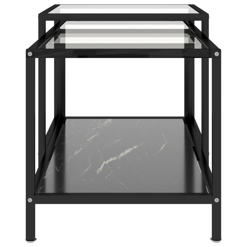 Tea Tables 2 pcs Tempered Glass Black - Newstart Furniture