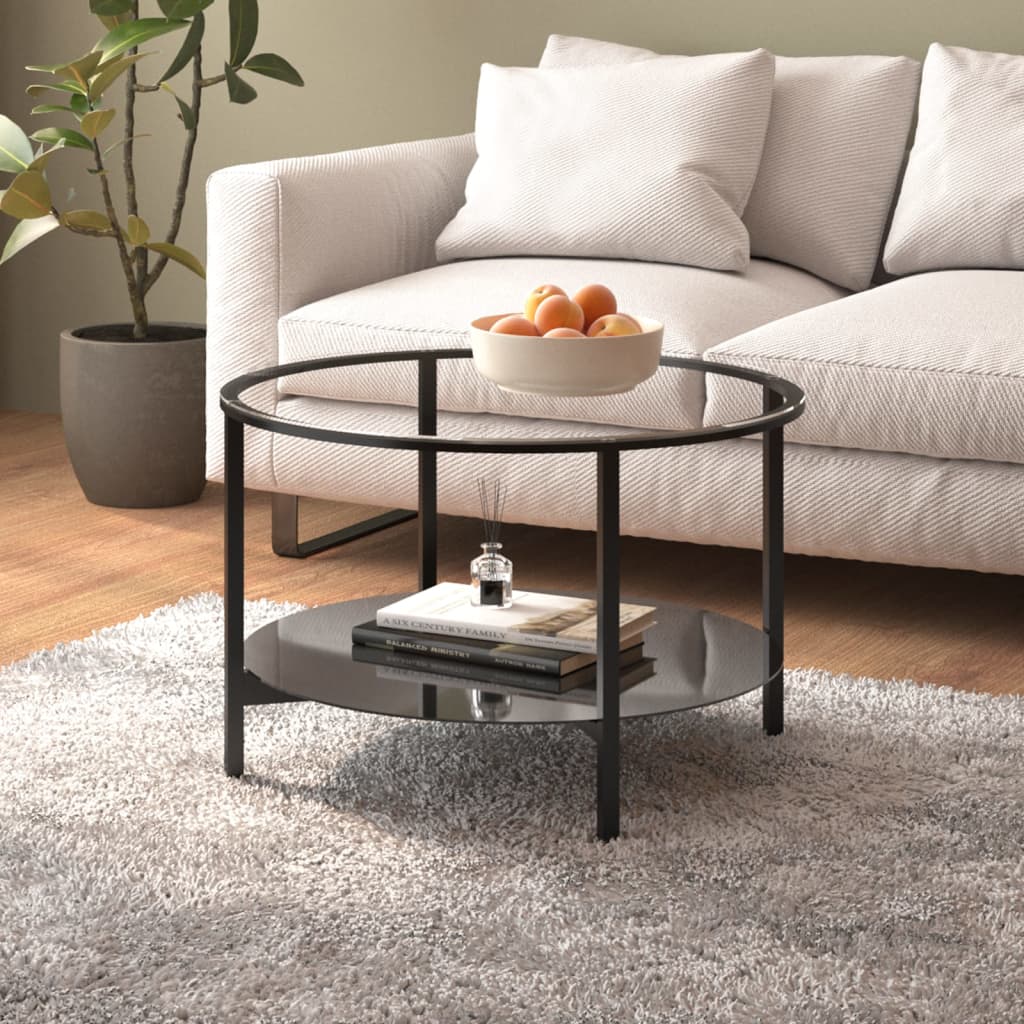 Tea Table Black and Transparent 70 cm Tempered Glass - Newstart Furniture