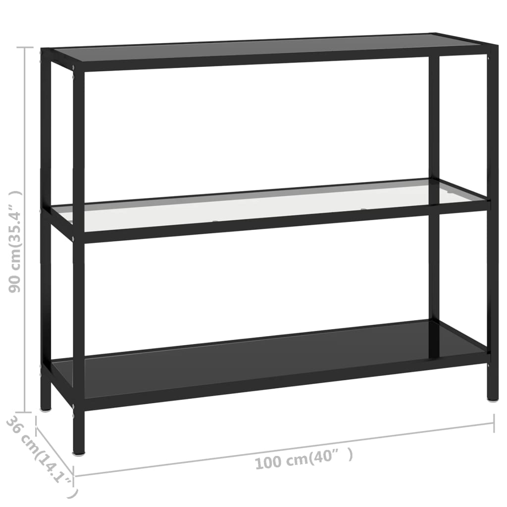Console Table Transparent and Black 100x36x90 cm Tempered Glass - Newstart Furniture