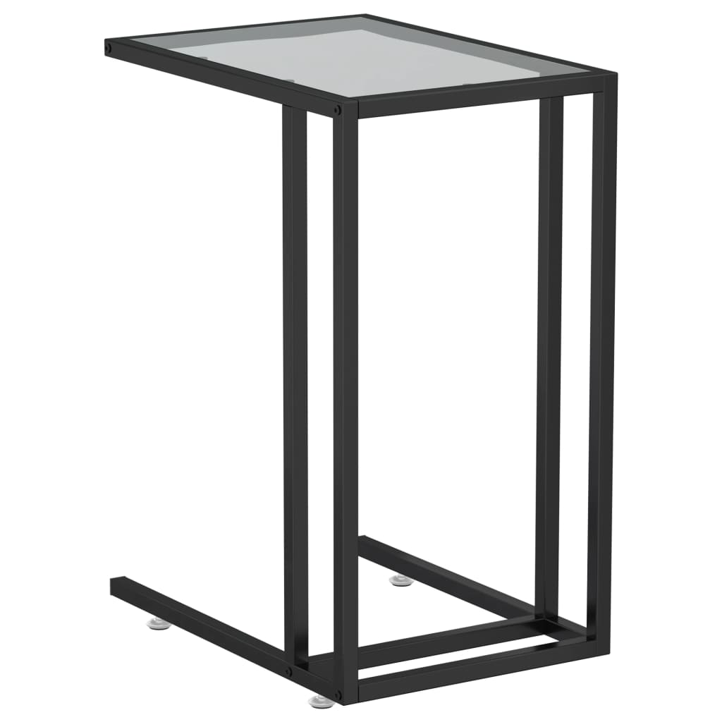 Computer Side Table Black 50x35x65 cm Tempered Glass - Newstart Furniture