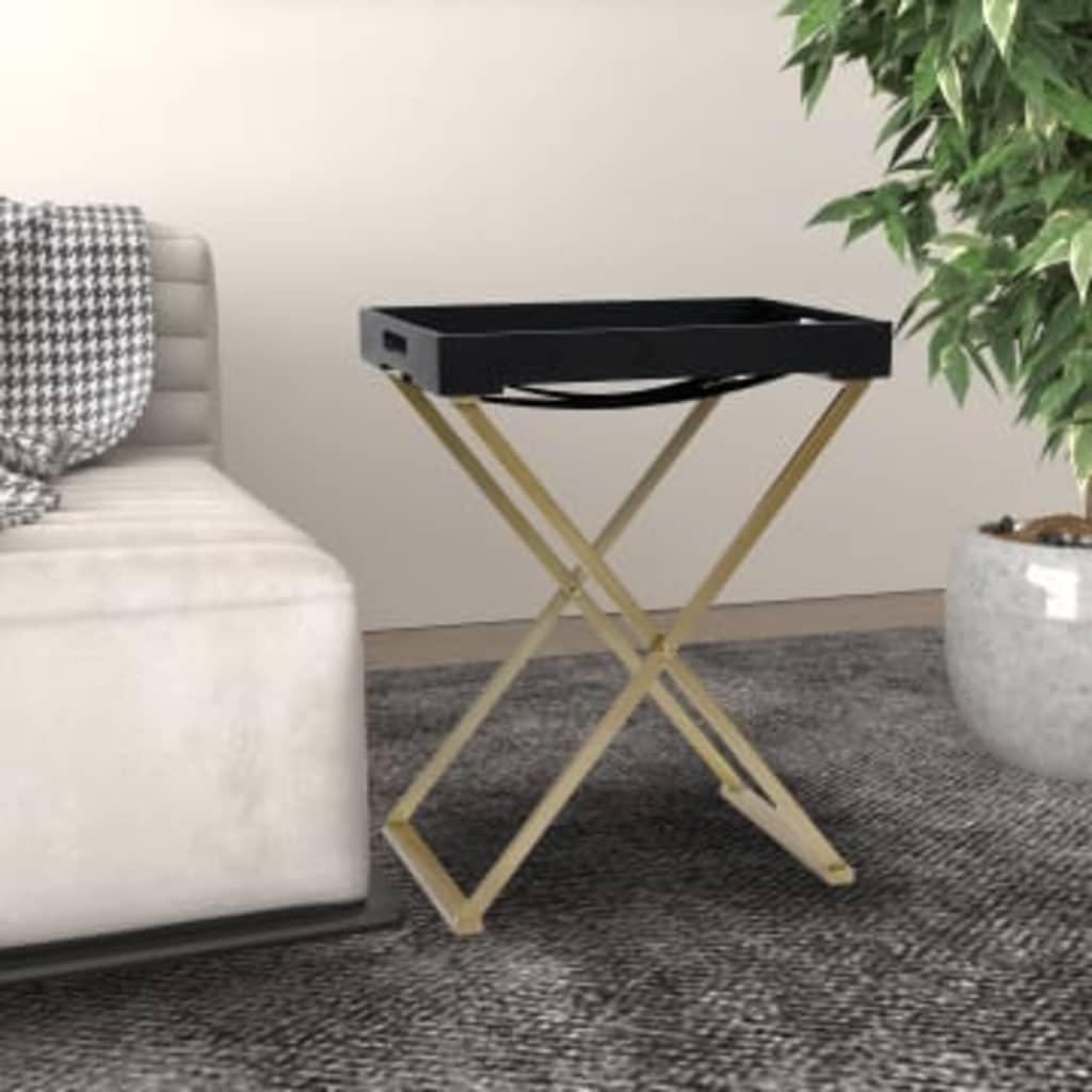 Folding Table Gold and Black 48x34x61 cm MDF - Newstart Furniture