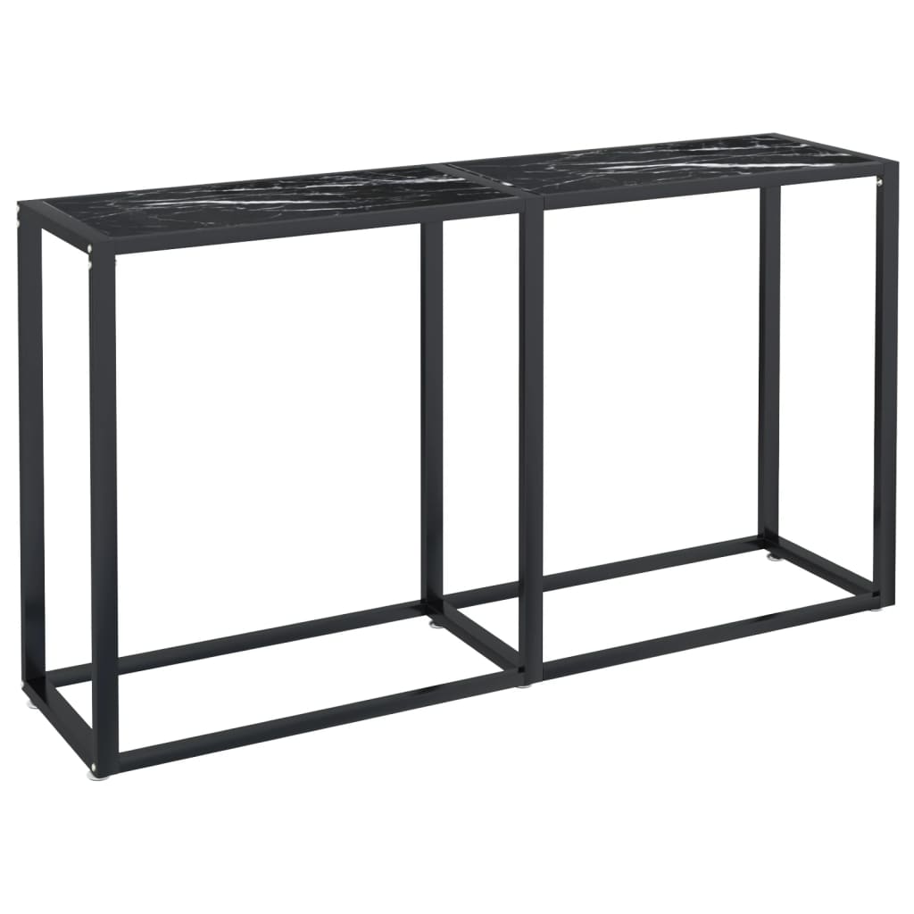 Console Table Black Marble 140x35x75.5cm Tempered Glass - Newstart Furniture
