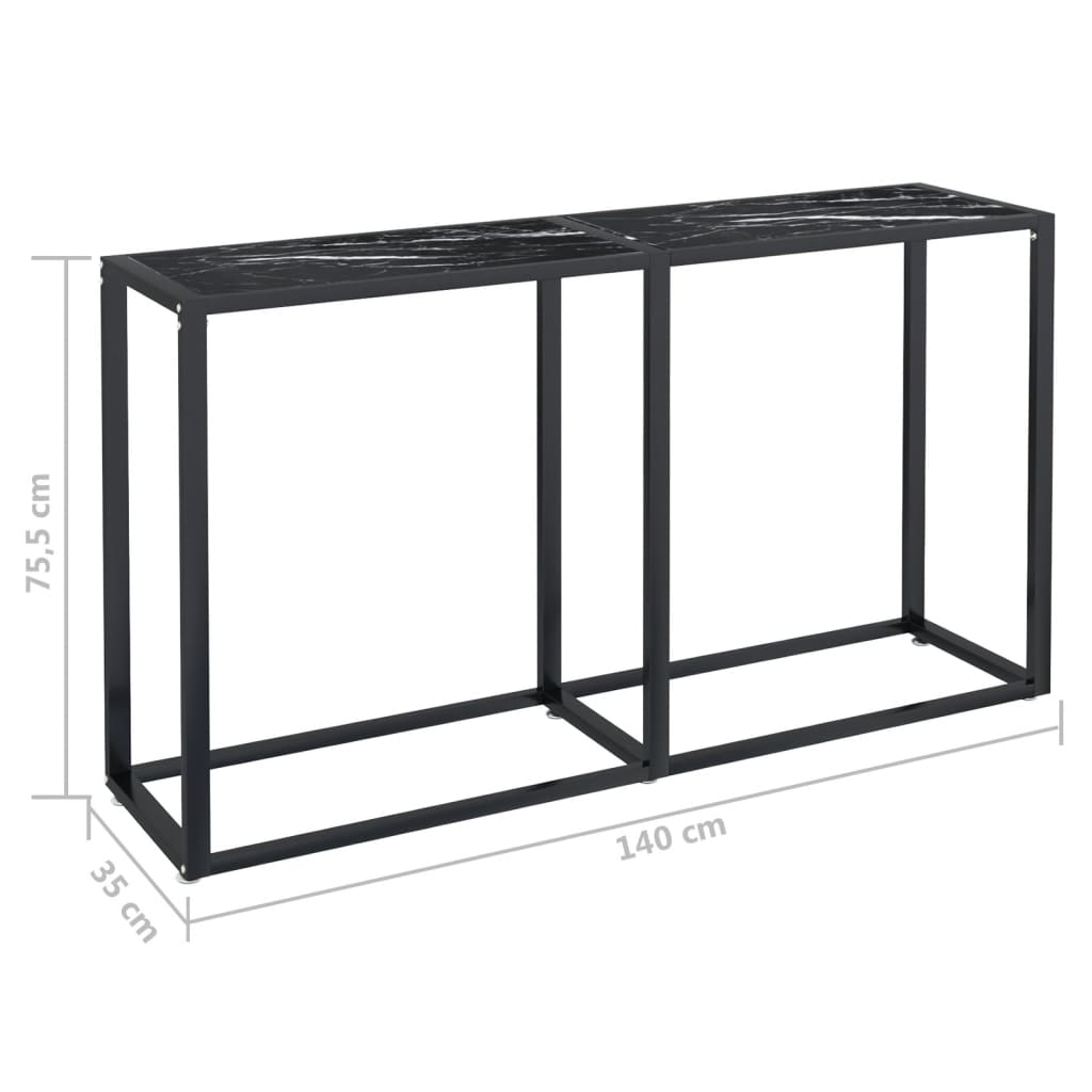 Console Table Black Marble 140x35x75.5cm Tempered Glass - Newstart Furniture