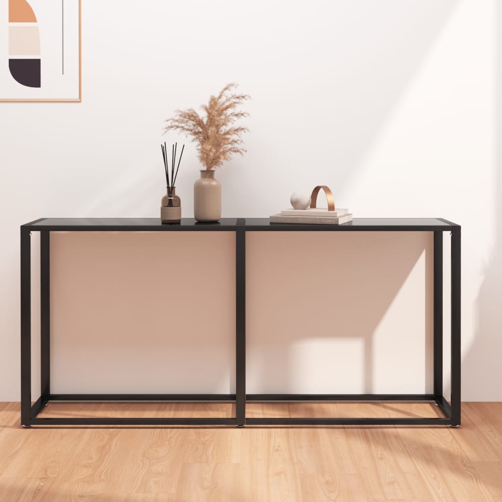 Console Table Black 160x35x75.5cm Tempered Glass - Newstart Furniture