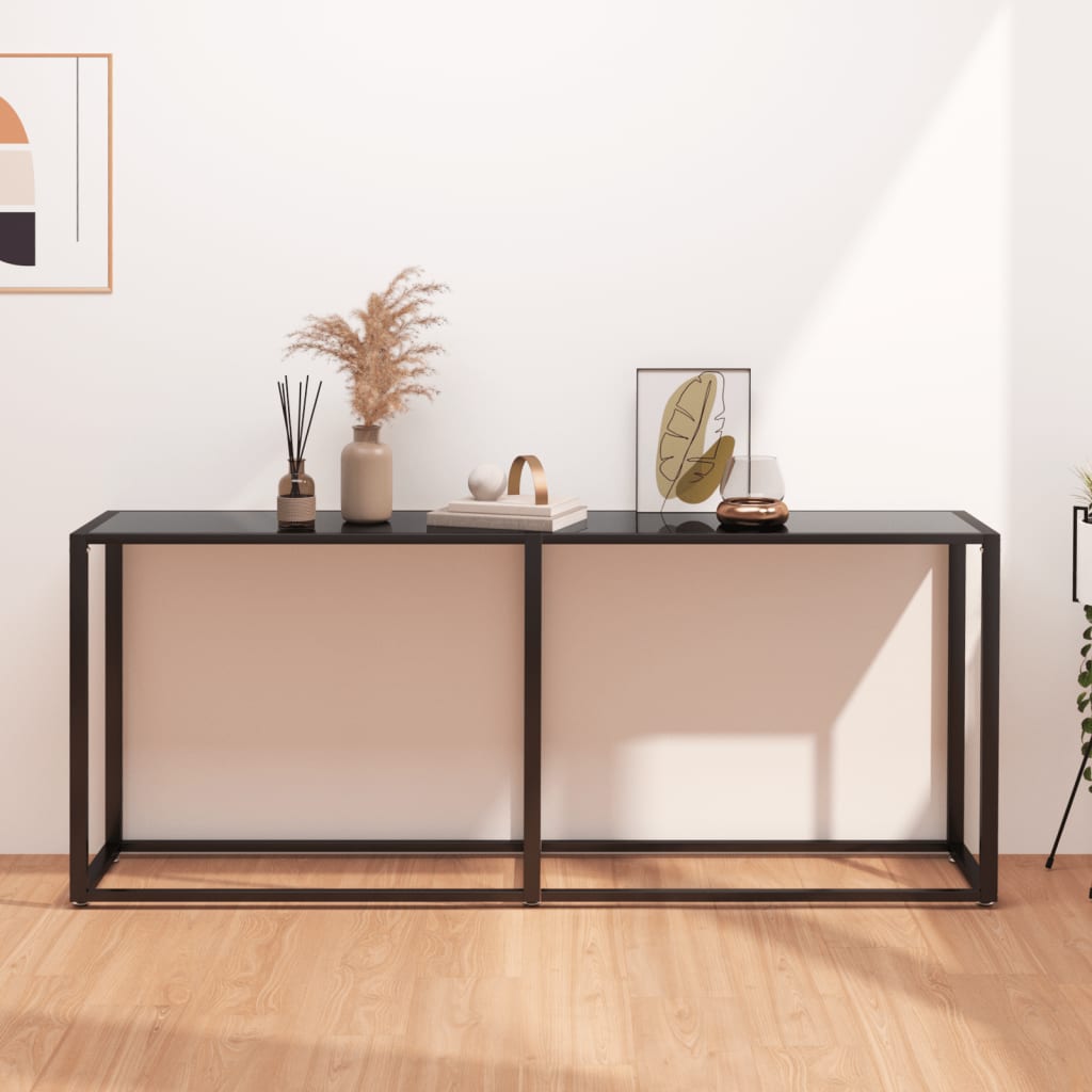 Console Table Black 180x35x75.5cm Tempered Glass - Newstart Furniture