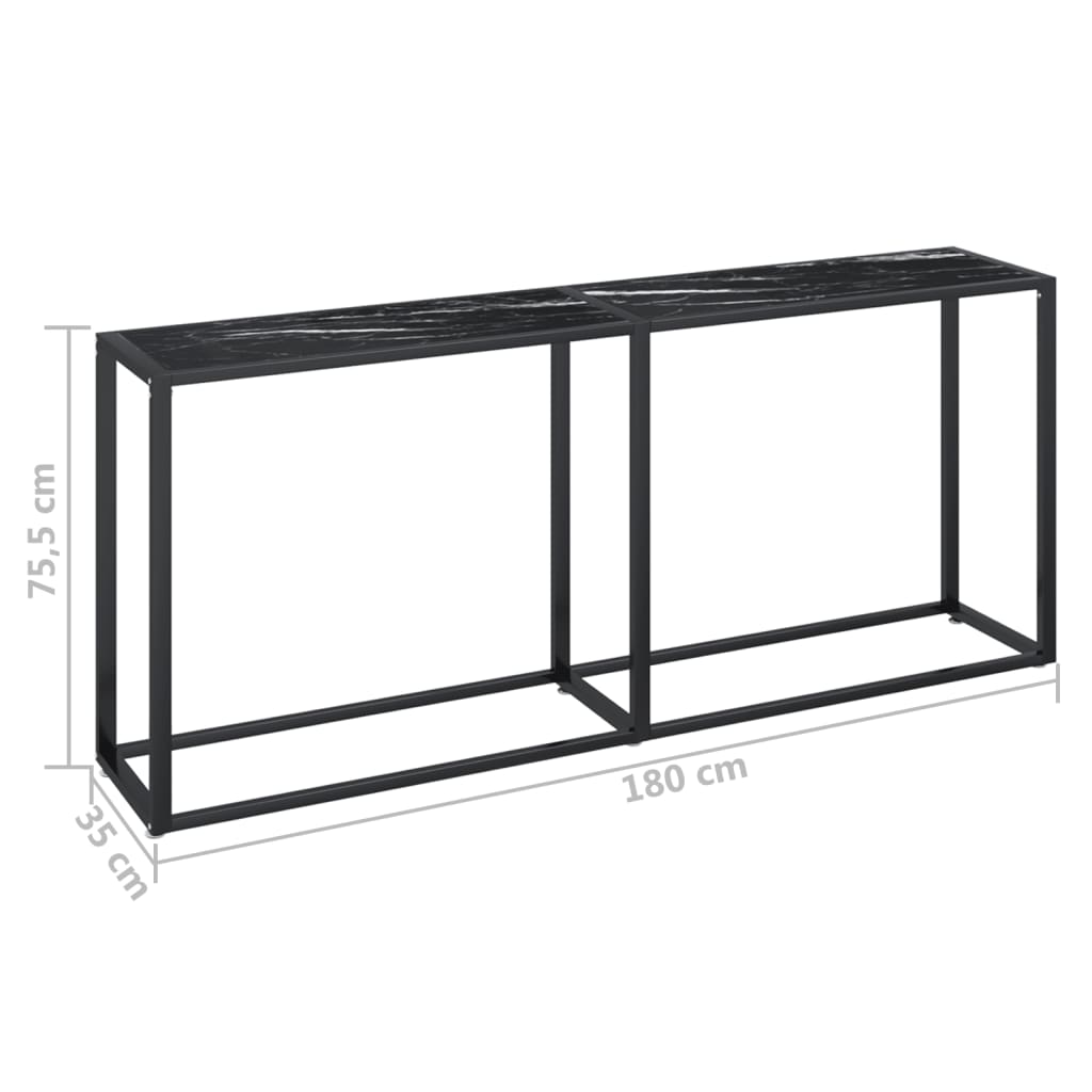 Console Table Black Marble 180x35x75.5cm Tempered Glass - Newstart Furniture