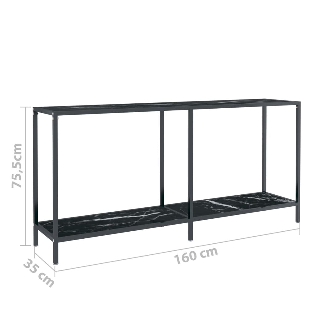 Console Table Black 160x35x75.5 cm Tempered Glass - Newstart Furniture