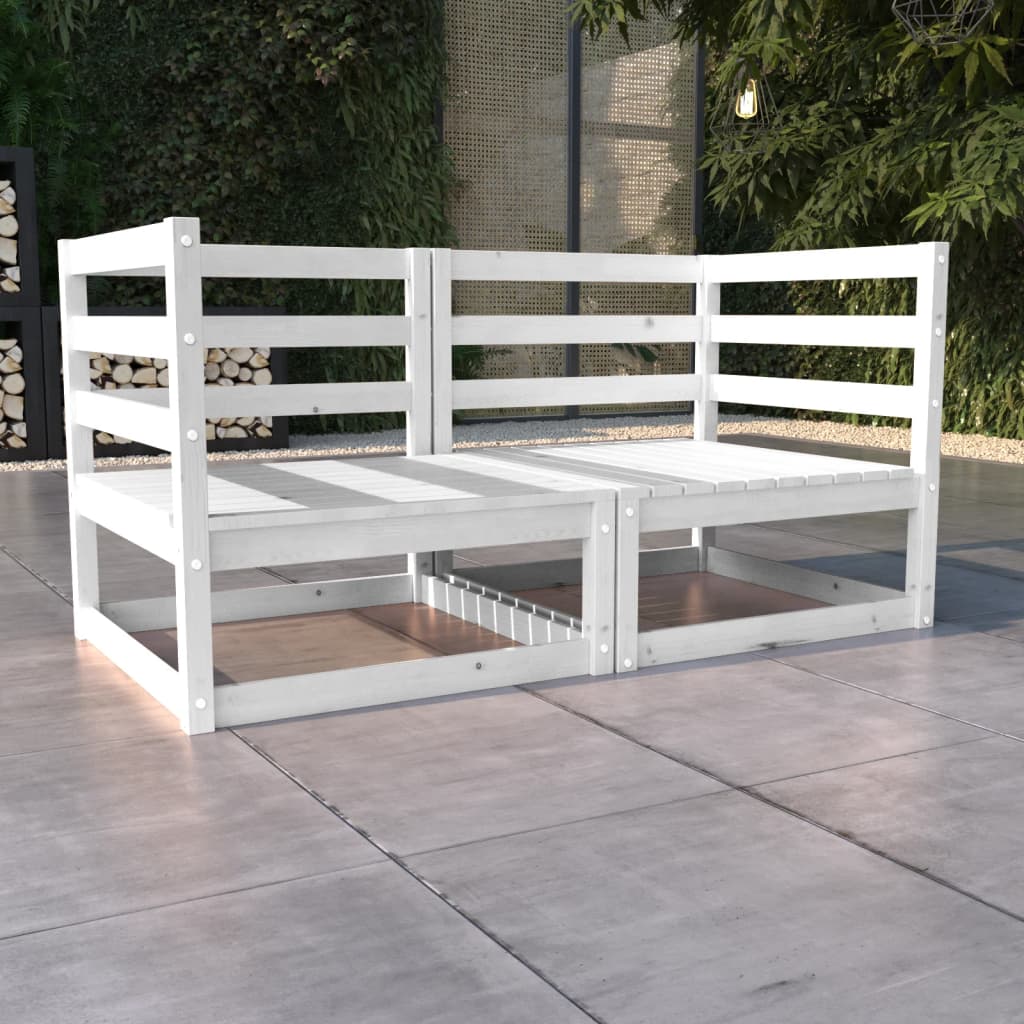 Garden 2-Seater Sofa White Solid Wood Pine - Newstart Furniture