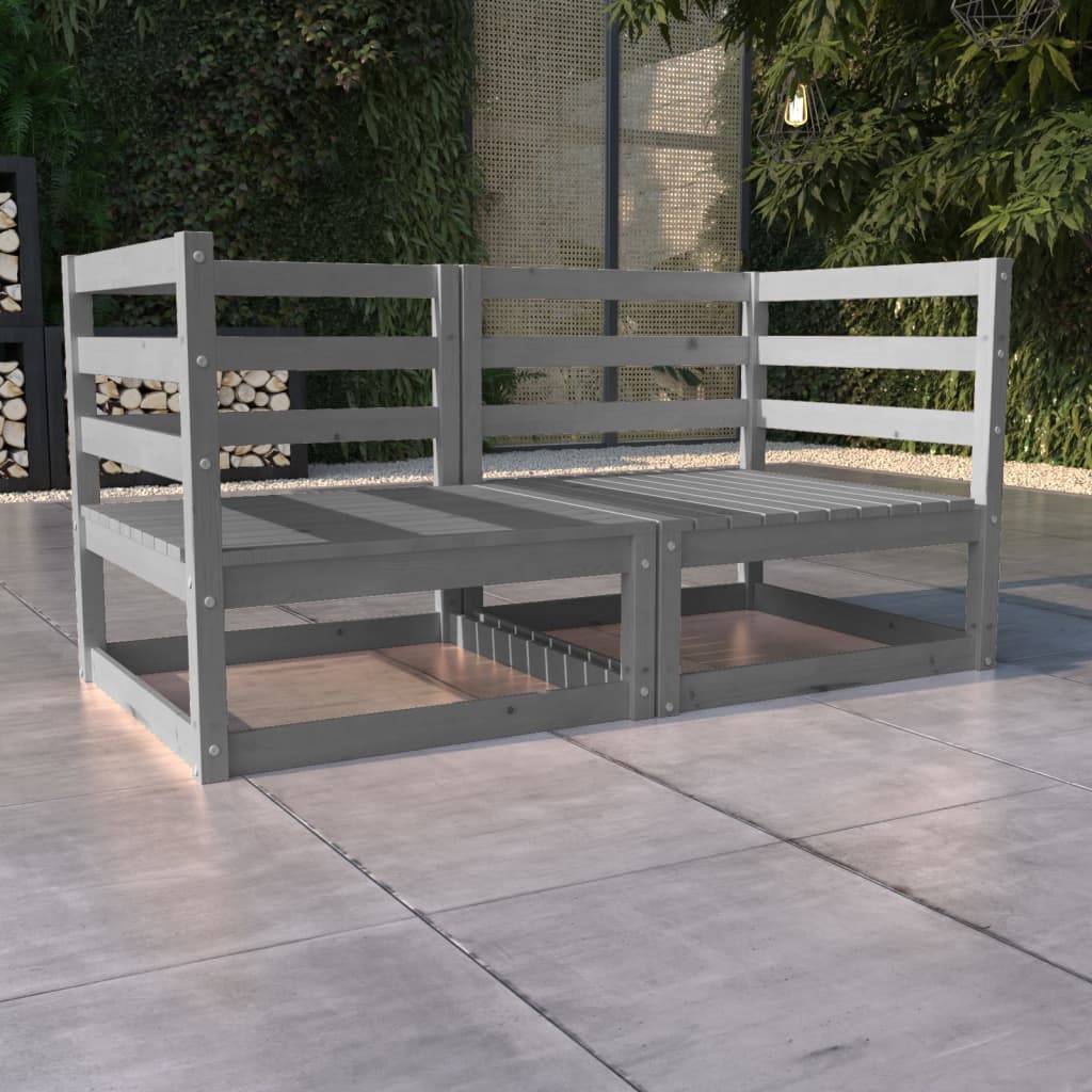 Garden 2-Seater Sofa Grey Solid Wood Pine - Newstart Furniture