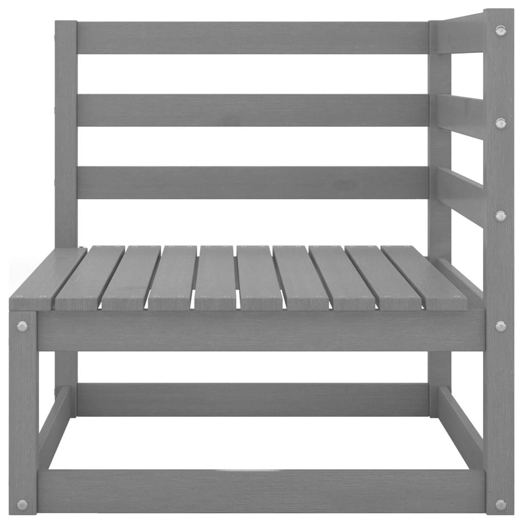 7 Piece Garden Lounge Set Grey Solid Pinewood - Newstart Furniture