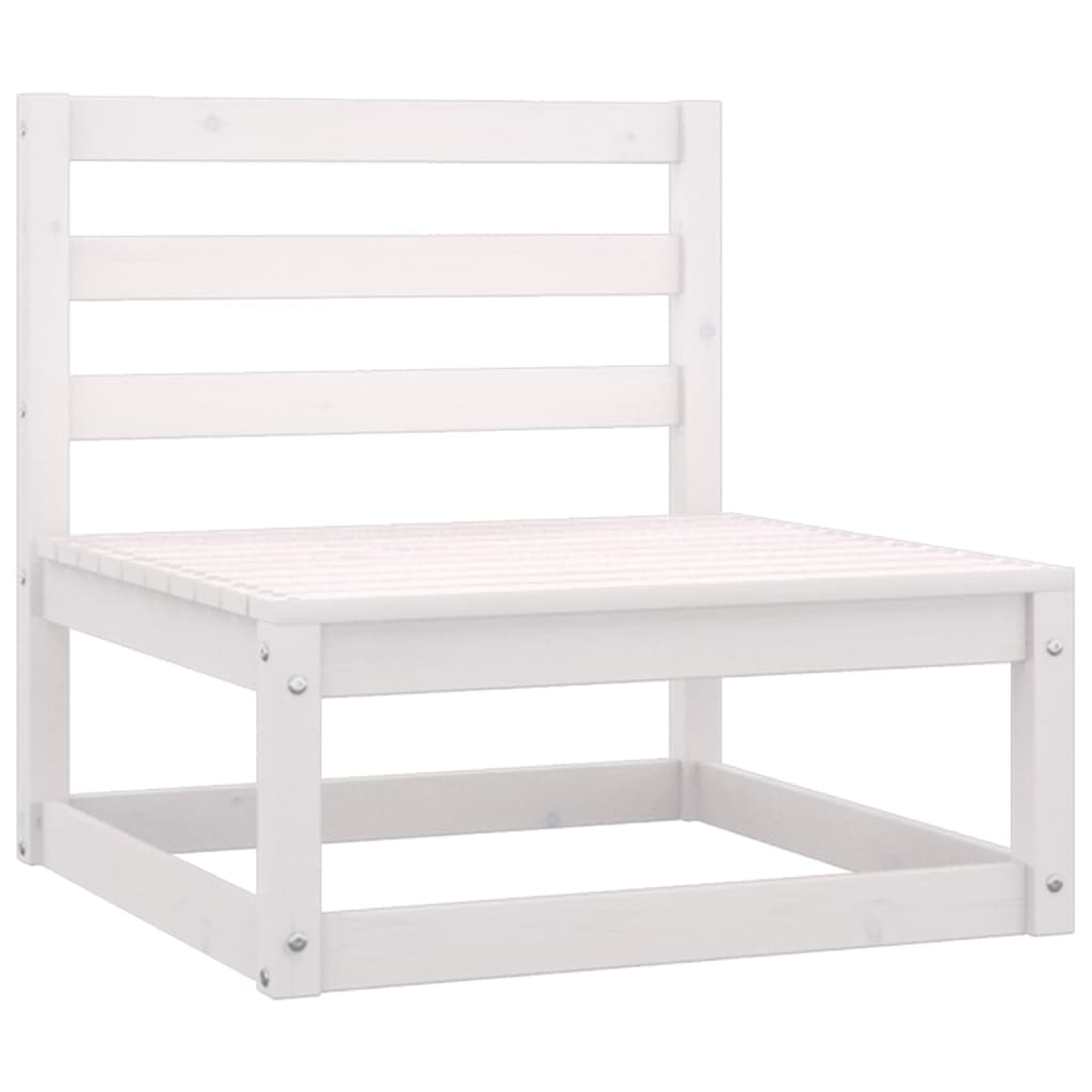6 Piece Garden Lounge Set White Solid Pinewood - Newstart Furniture