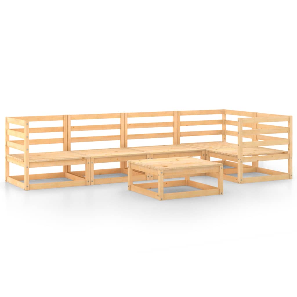 6 Piece Garden Lounge Set Solid Pinewood - Newstart Furniture