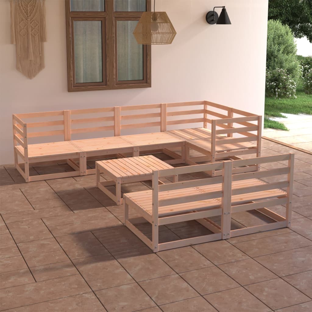 8 Piece Garden Lounge Set Solid Pinewood - Newstart Furniture