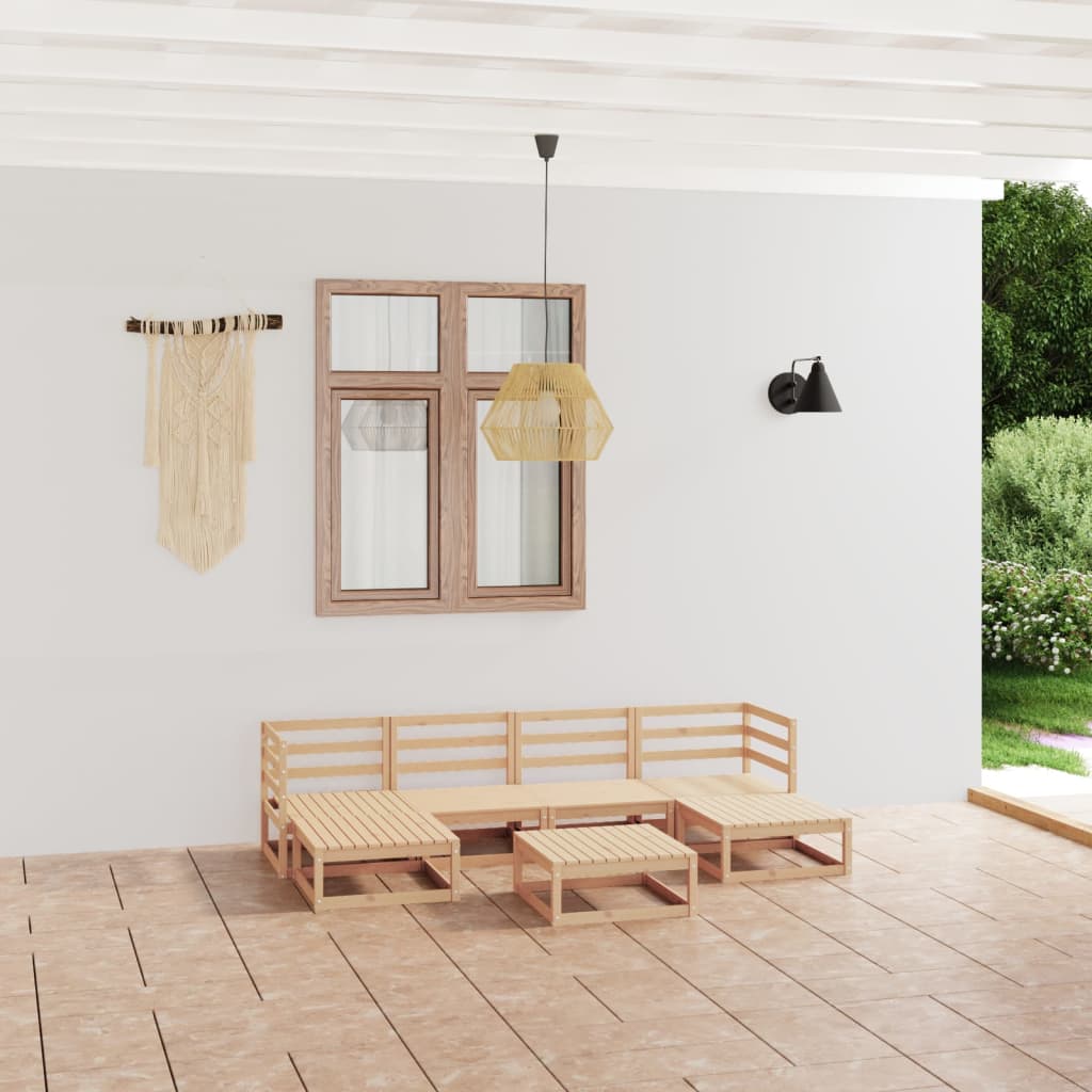 7 Piece Garden Lounge Set Solid Pinewood - Newstart Furniture