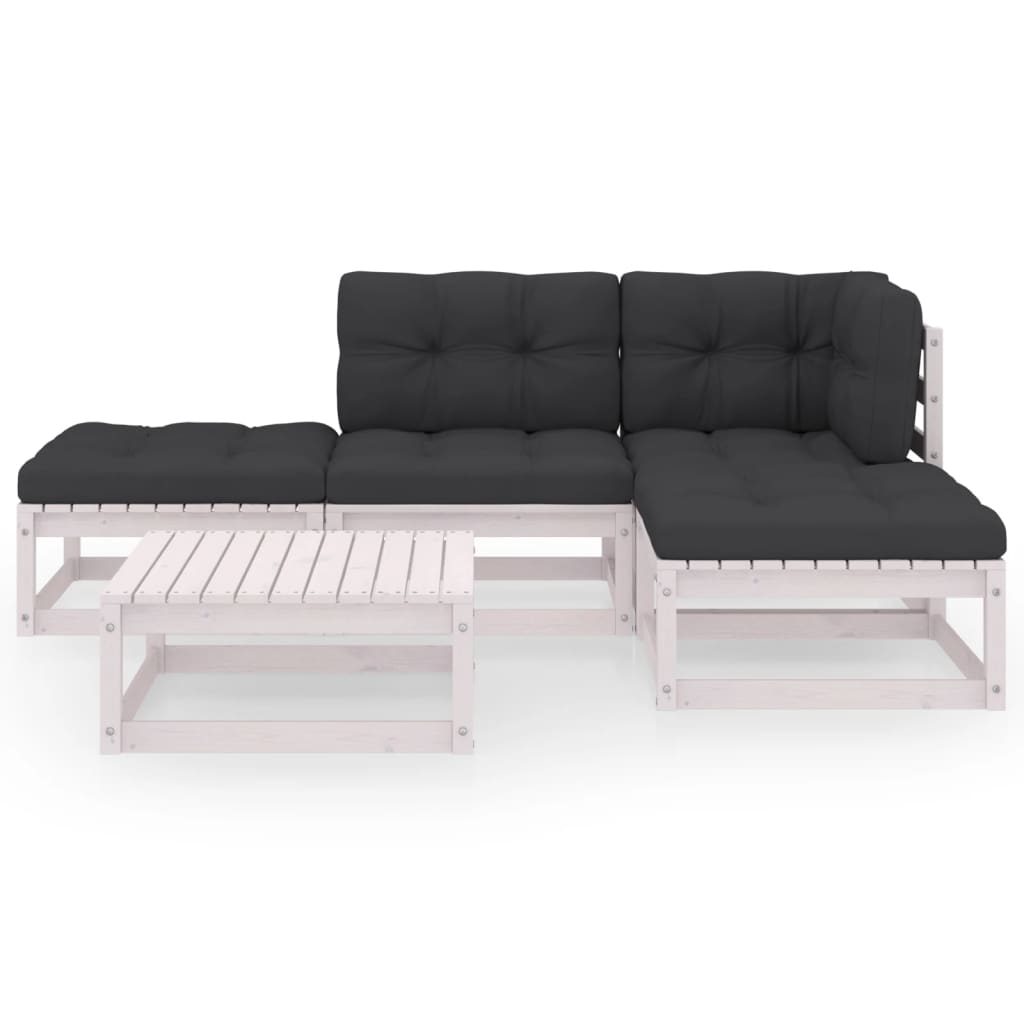 5 Piece Garden Lounge Set with Cushions Solid Pinewood - Newstart Furniture
