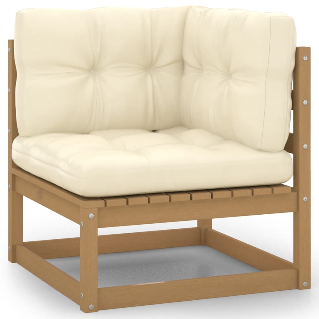 8 Piece Garden Lounge Set & Cushions Honey Brown Solid Pinewood - Newstart Furniture