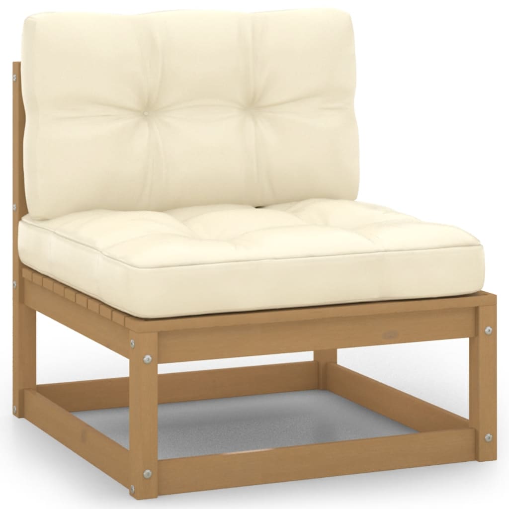 6 Piece Garden Lounge Set&Cushions Honey Brown Solid Pinewood - Newstart Furniture