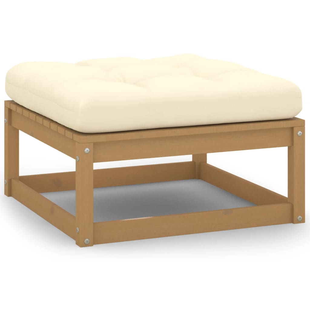 7 Piece Garden Lounge Set&Cushions Honey Brown Solid Pinewood - Newstart Furniture