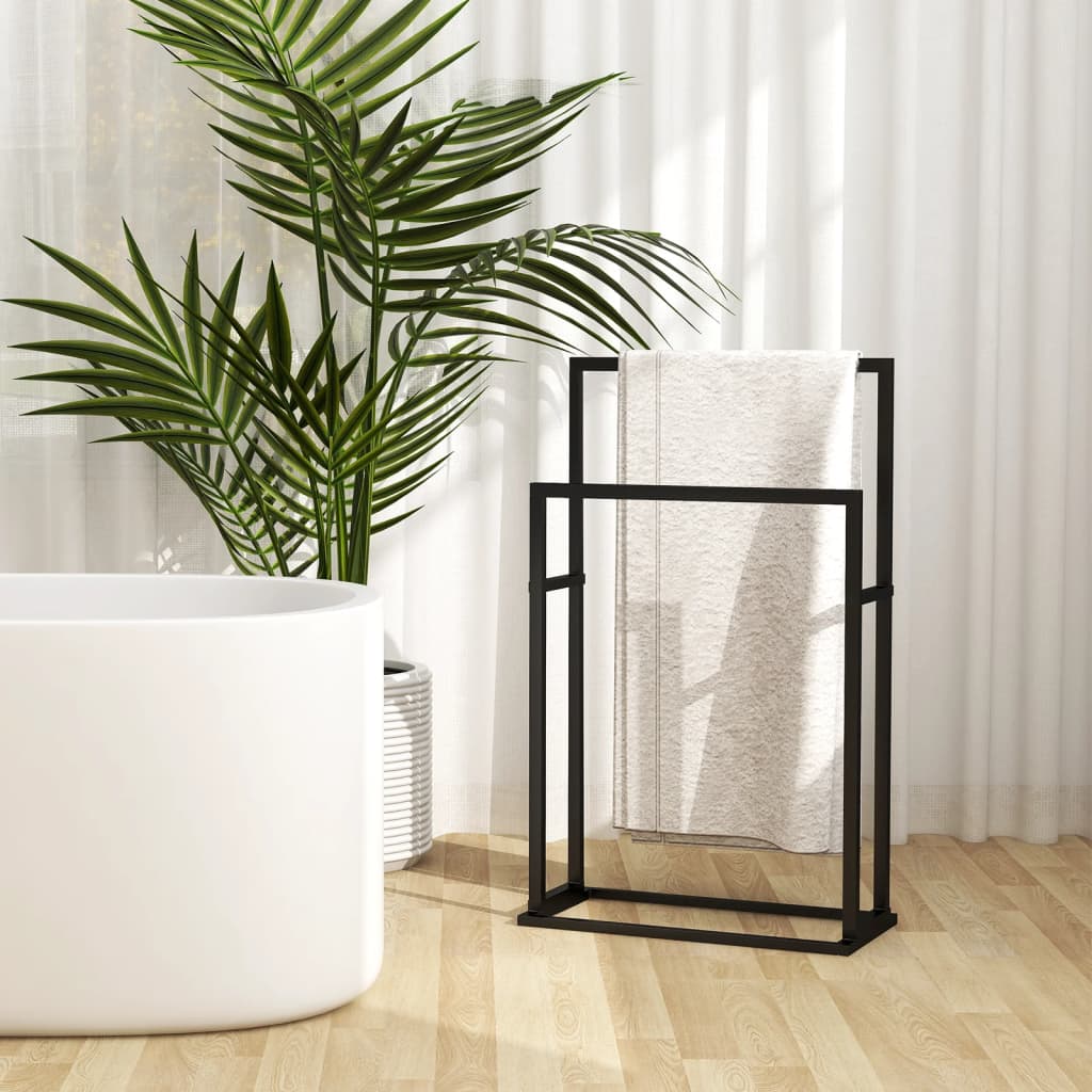 Freestanding Towel Rack Black 48x24x78.5 cm Iron - Newstart Furniture