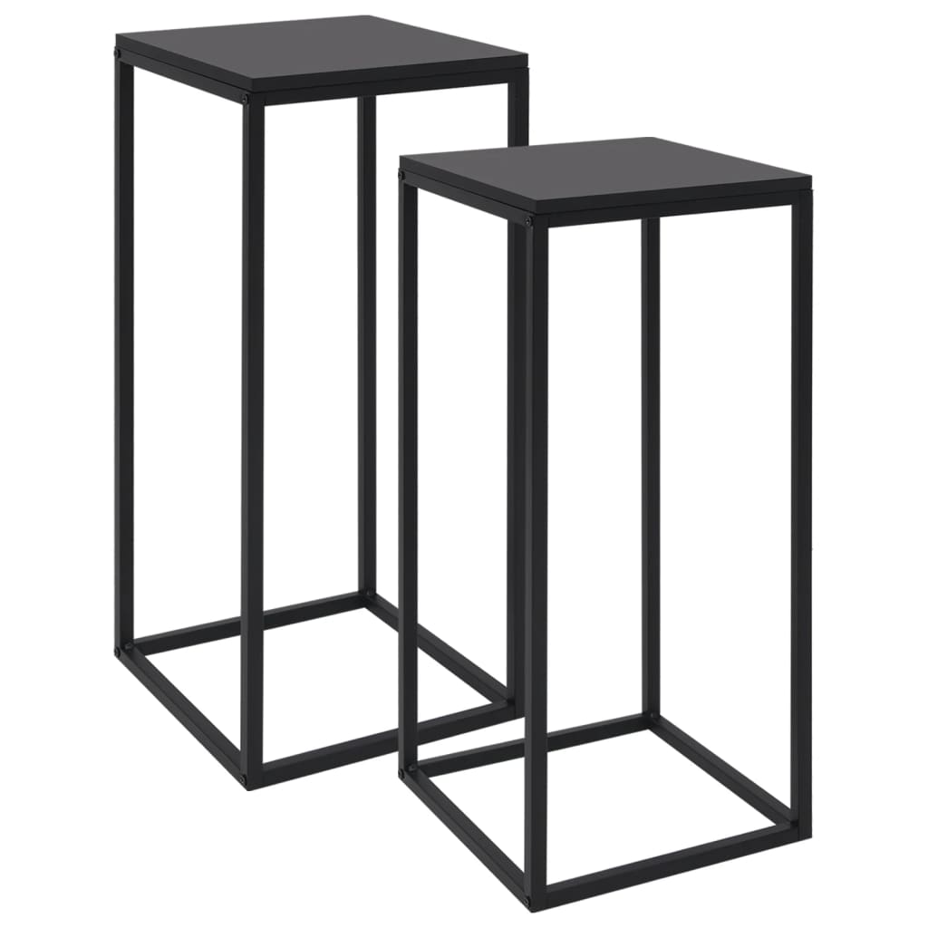 Side Tables 2 pcs Black Steel - Newstart Furniture