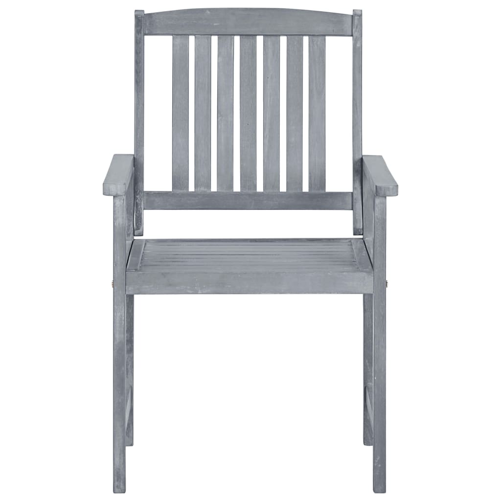 Garden Chairs with Cushions 8 pcs Solid Acacia Wood Grey - Newstart Furniture