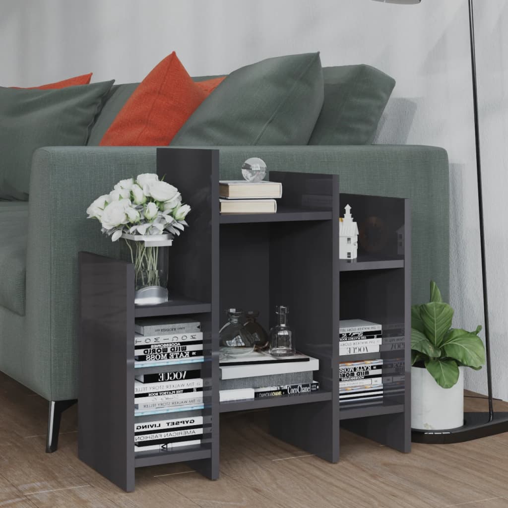 Side Cabinet High Gloss Grey 60x26x60 cm Engineered Wood - Newstart Furniture