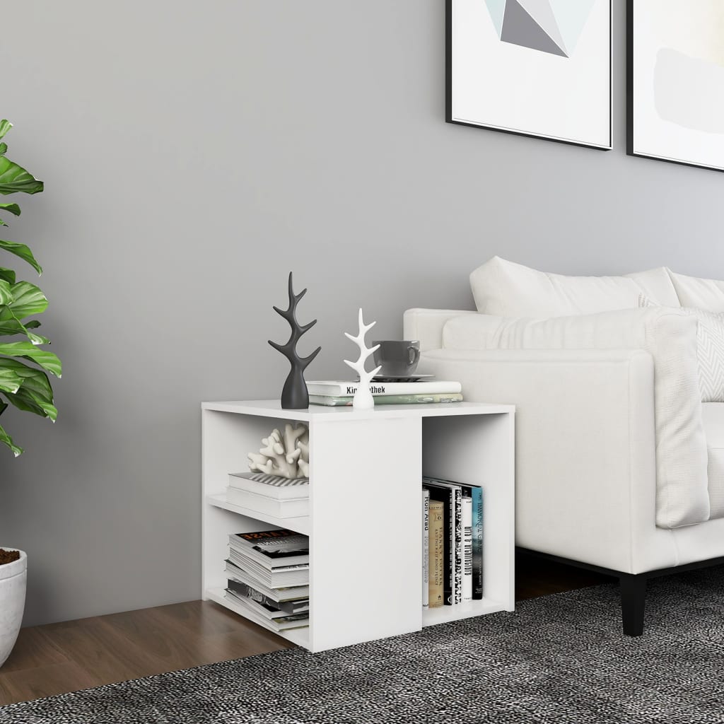Side Table White 50x50x45 cm Engineered Wood - Newstart Furniture