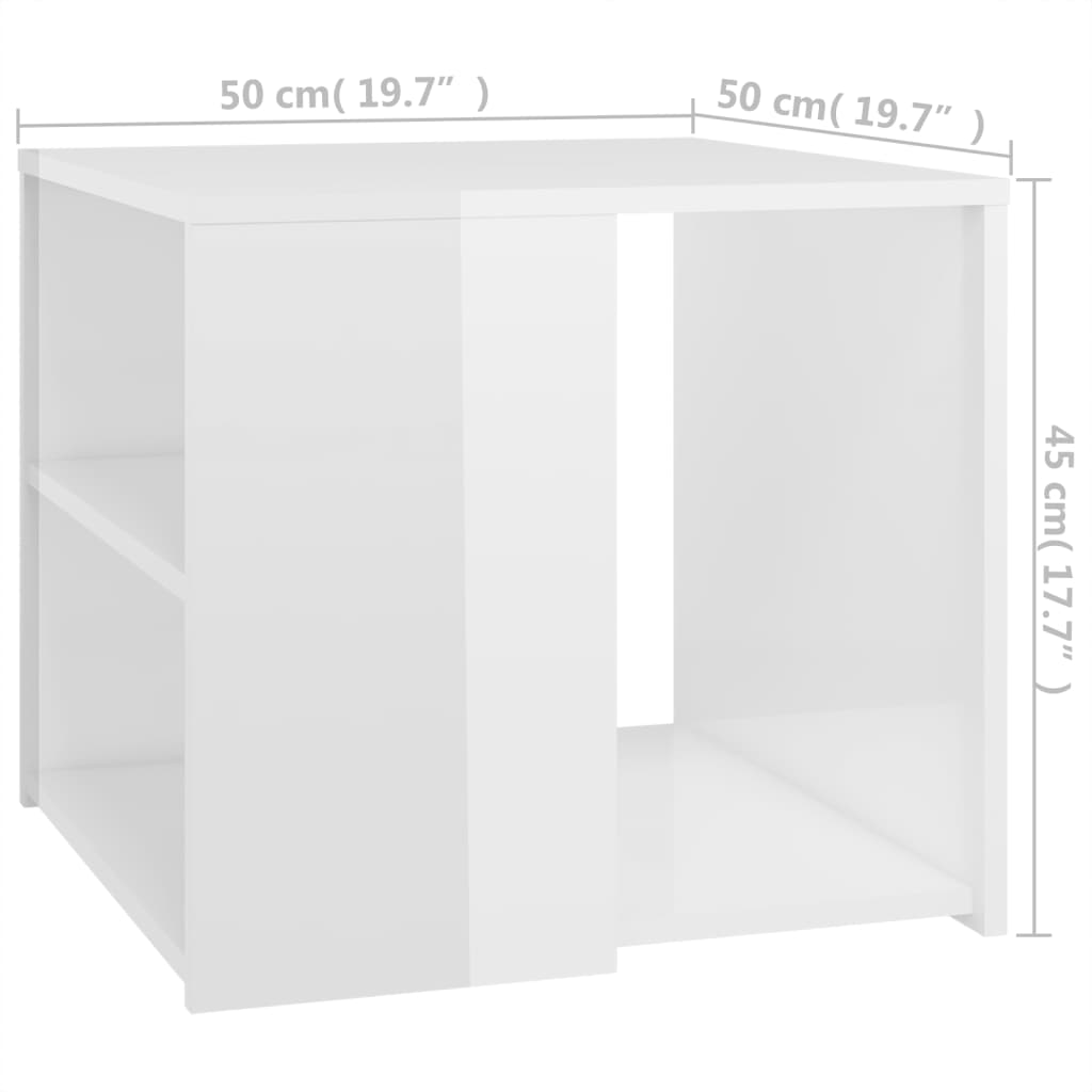 Side Table High Gloss White 50x50x45 cm Engineered Wood - Newstart Furniture