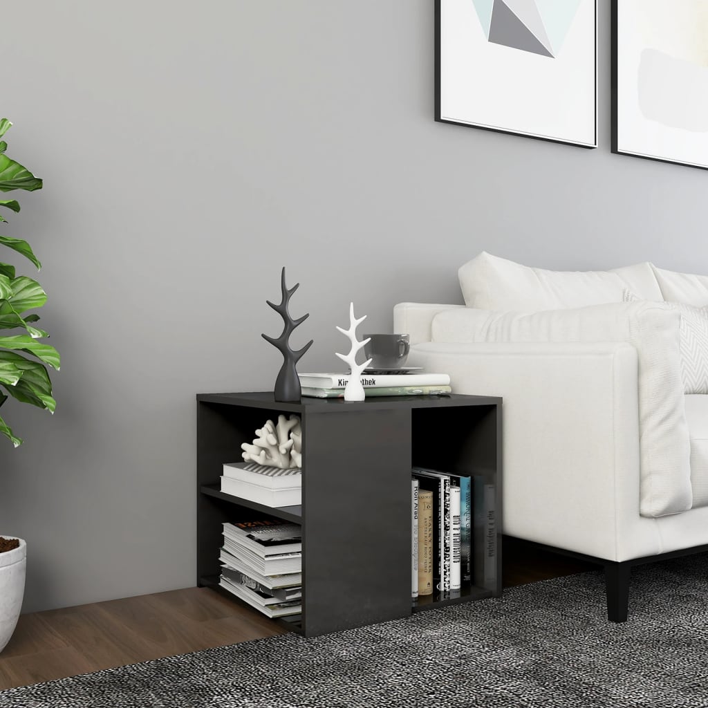 Side Table High Gloss Grey 50x50x45 cm Engineered Wood - Newstart Furniture