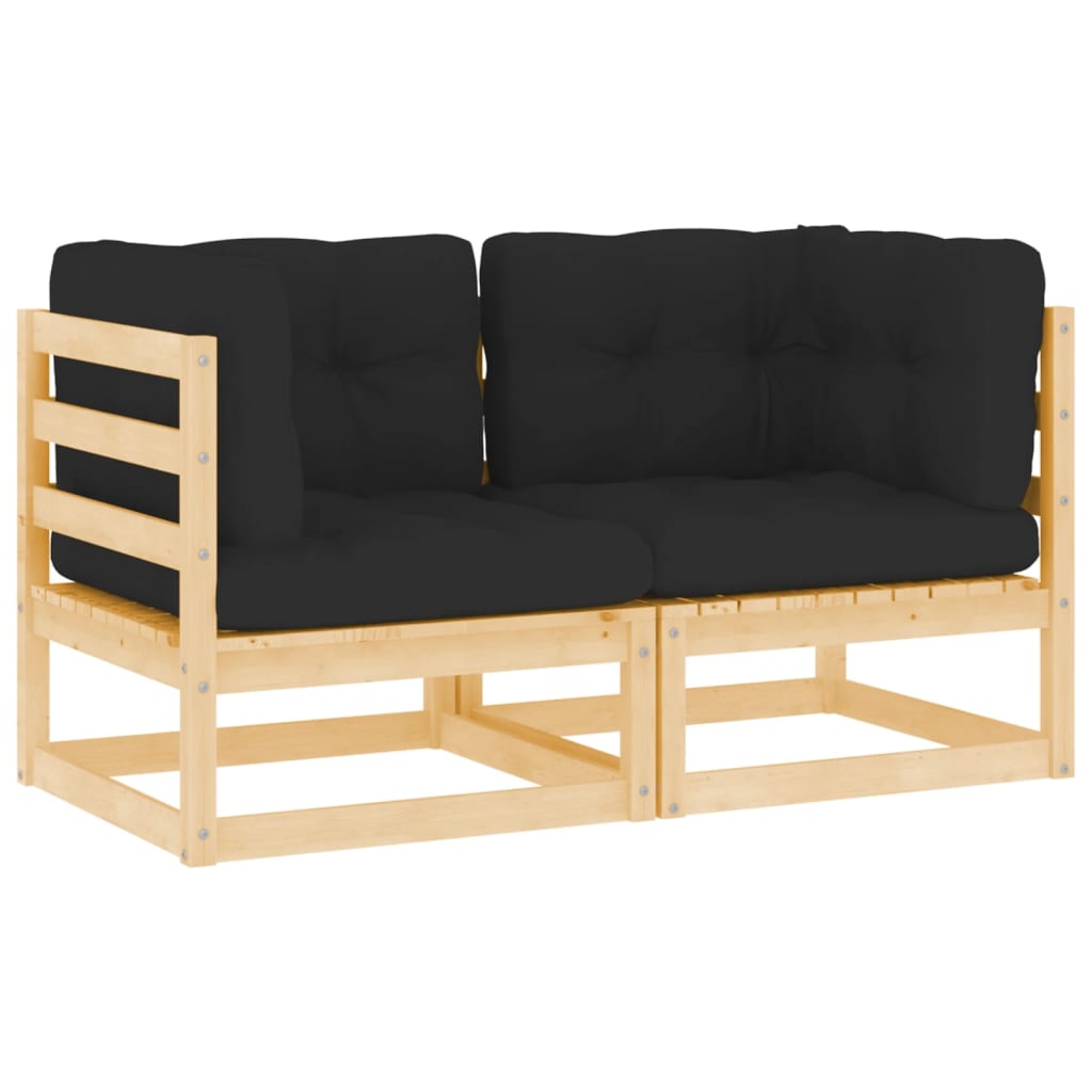Garden Corner Sofas 2 pcs with Cushions Solid Pinewood - Newstart Furniture