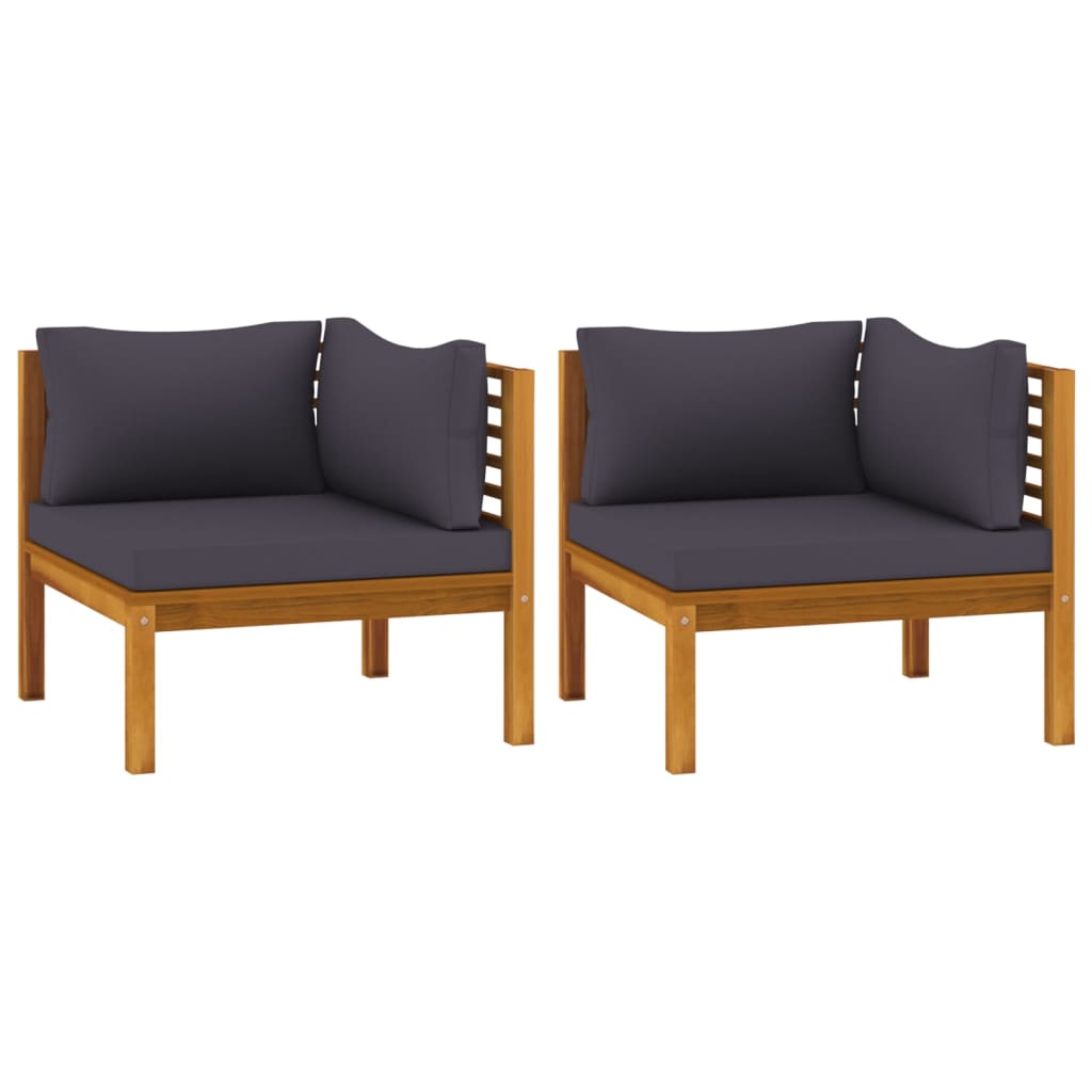 Corner Sofas 2 pcs with Dark Grey Cushions Solid Acacia Wood - Newstart Furniture