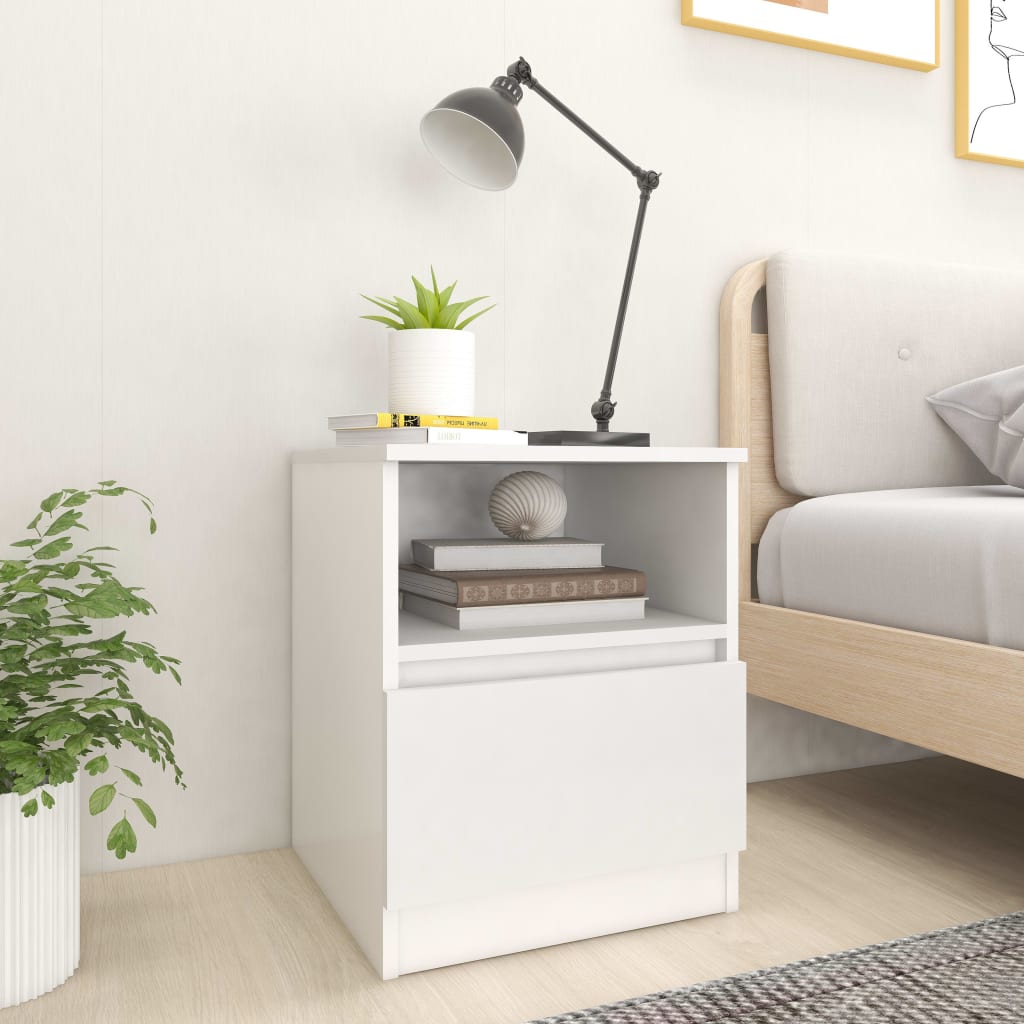 Bed Cabinet White 40x40x50 cm Engineered Wood - Newstart Furniture