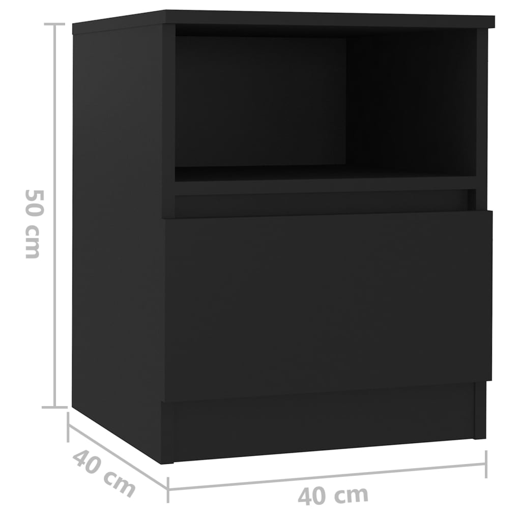 Bed Cabinets 2 pcs Black 40x40x50 cm Engineered Wood - Newstart Furniture