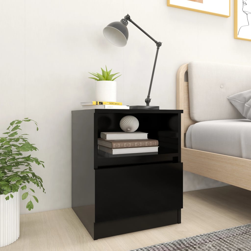 Bed Cabinets 2 pcs Black 40x40x50 cm Engineered Wood - Newstart Furniture