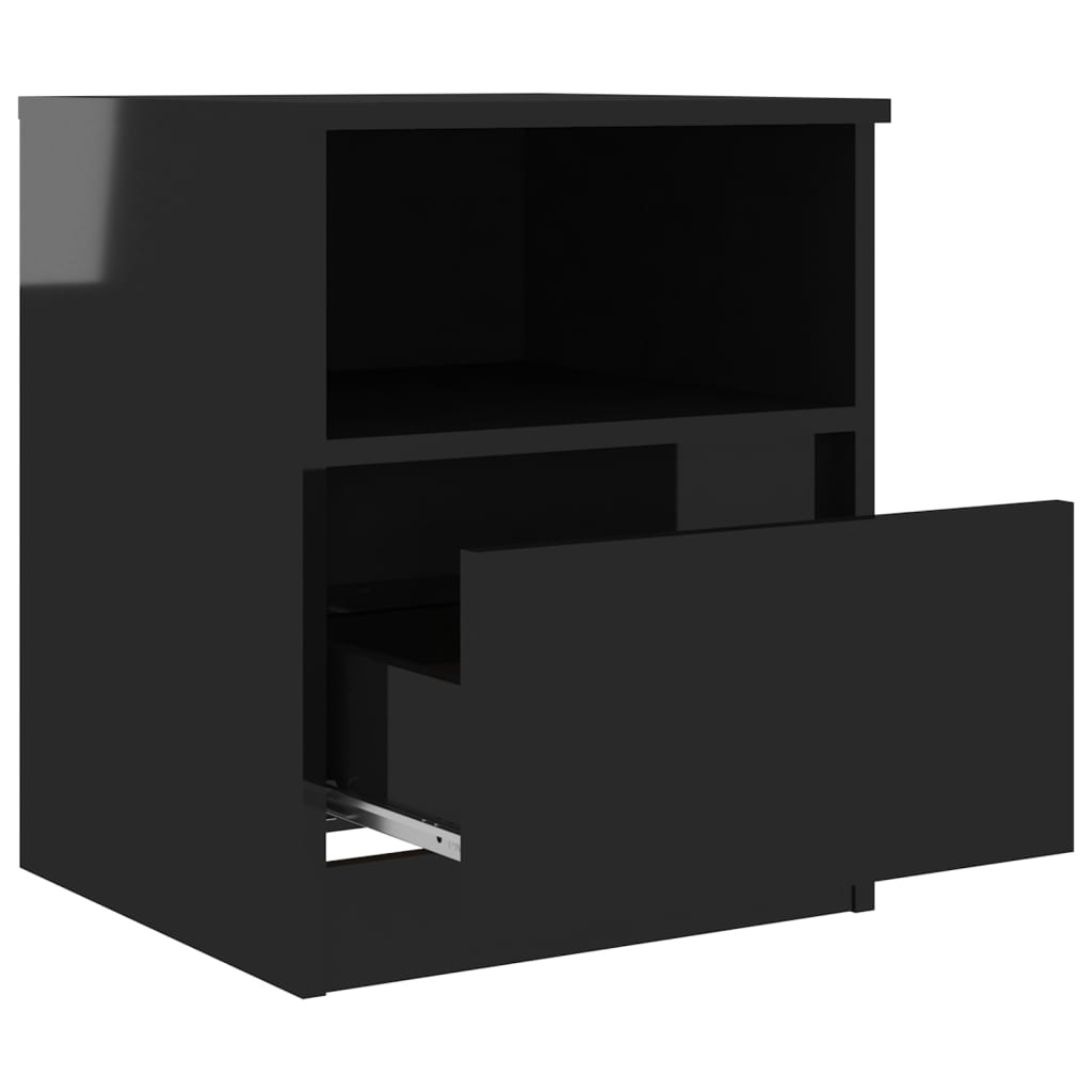 Bed Cabinets 2 pcs High Gloss Black 40x40x50 cm Engineered Wood - Newstart Furniture