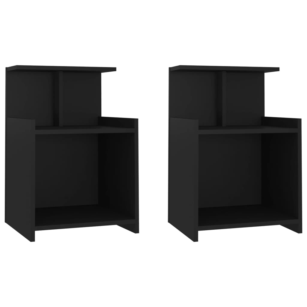 Bed Cabinets 2 pcs Black 40x35x60 cm Engineered Wood - Newstart Furniture