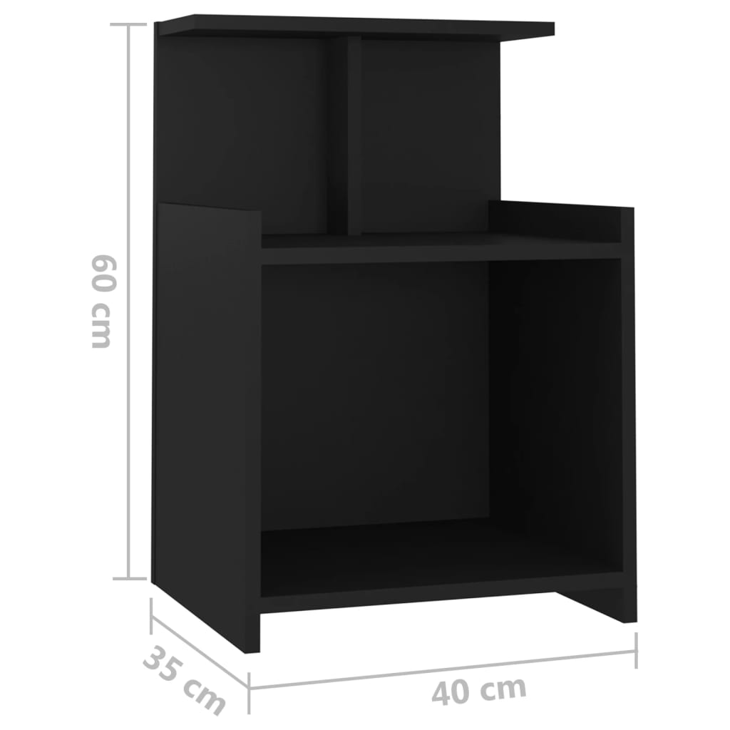 Bed Cabinets 2 pcs Black 40x35x60 cm Engineered Wood - Newstart Furniture