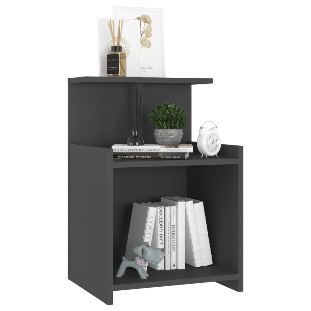 Bed Cabinet Grey 40x35x60 cm Engineered Wood - Newstart Furniture