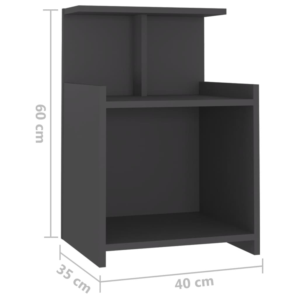 Bed Cabinet Grey 40x35x60 cm Engineered Wood - Newstart Furniture