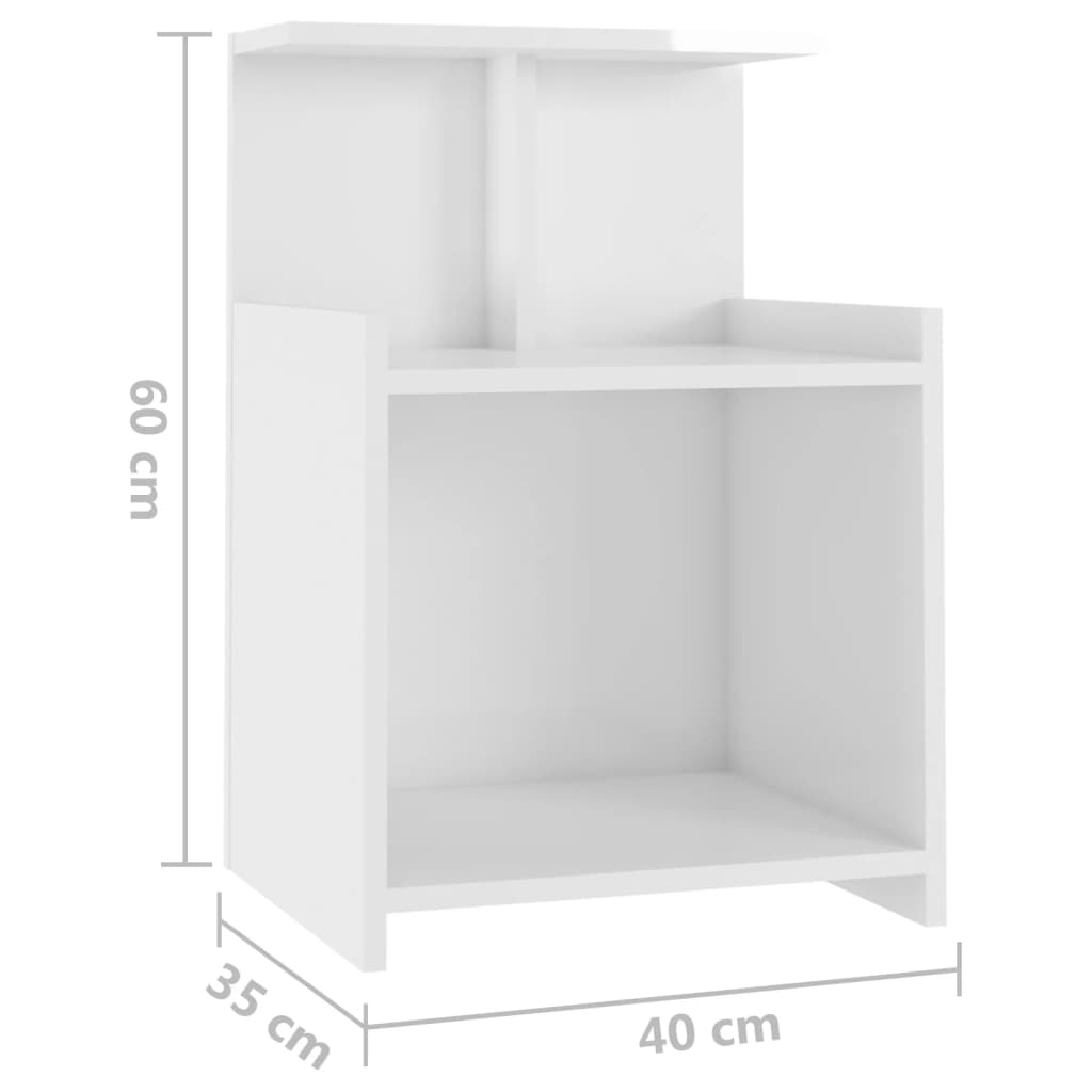 Bed Cabinets 2 pcs High Gloss White 40x35x60 cm Engineered Wood - Newstart Furniture