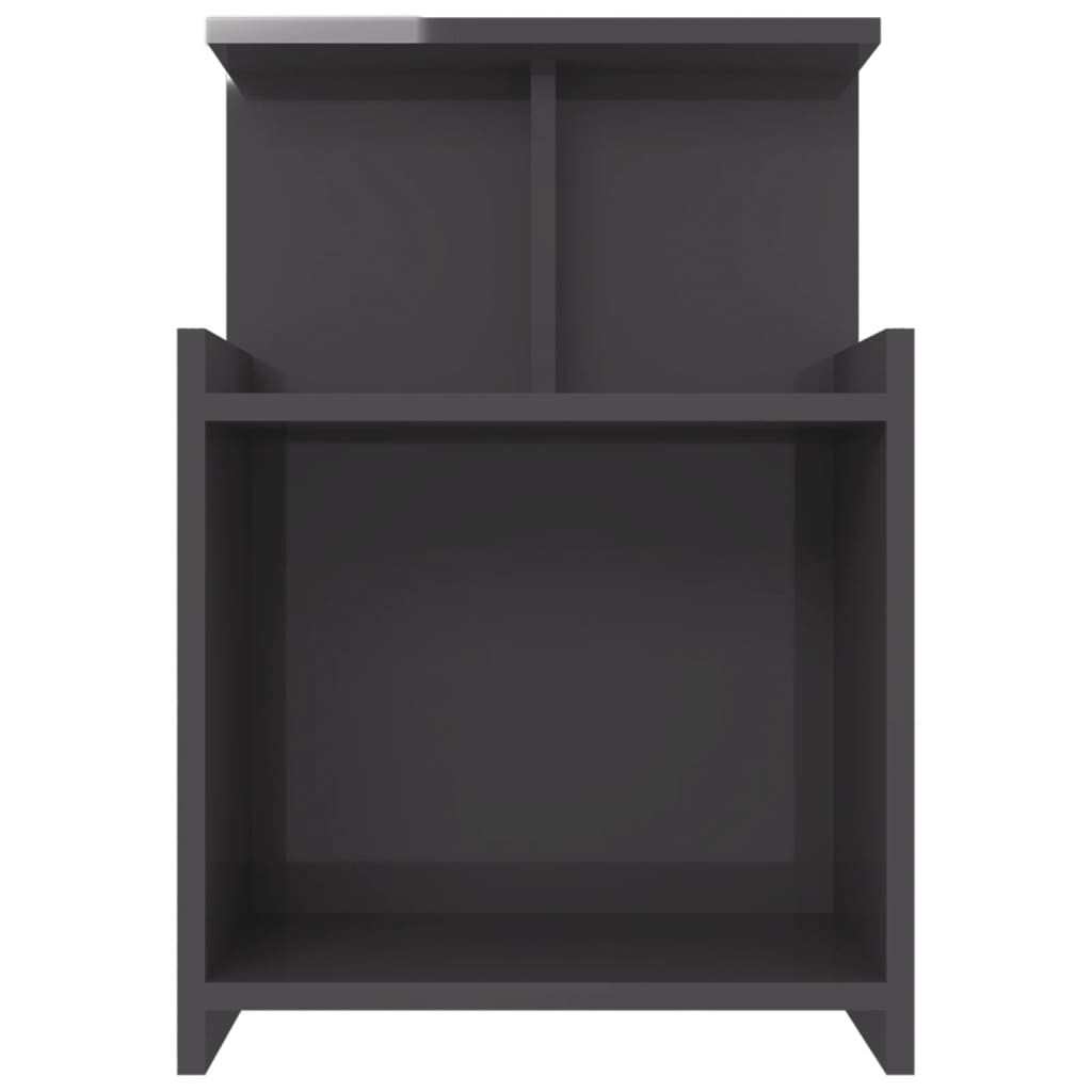 Bed Cabinet High Gloss Grey 40x35x60 cm Engineered Wood - Newstart Furniture