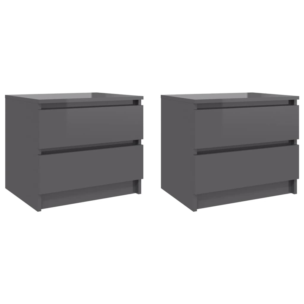Bed Cabinets 2 pcs High Gloss Grey 50x39x43.5 cm Engineered Wood - Newstart Furniture