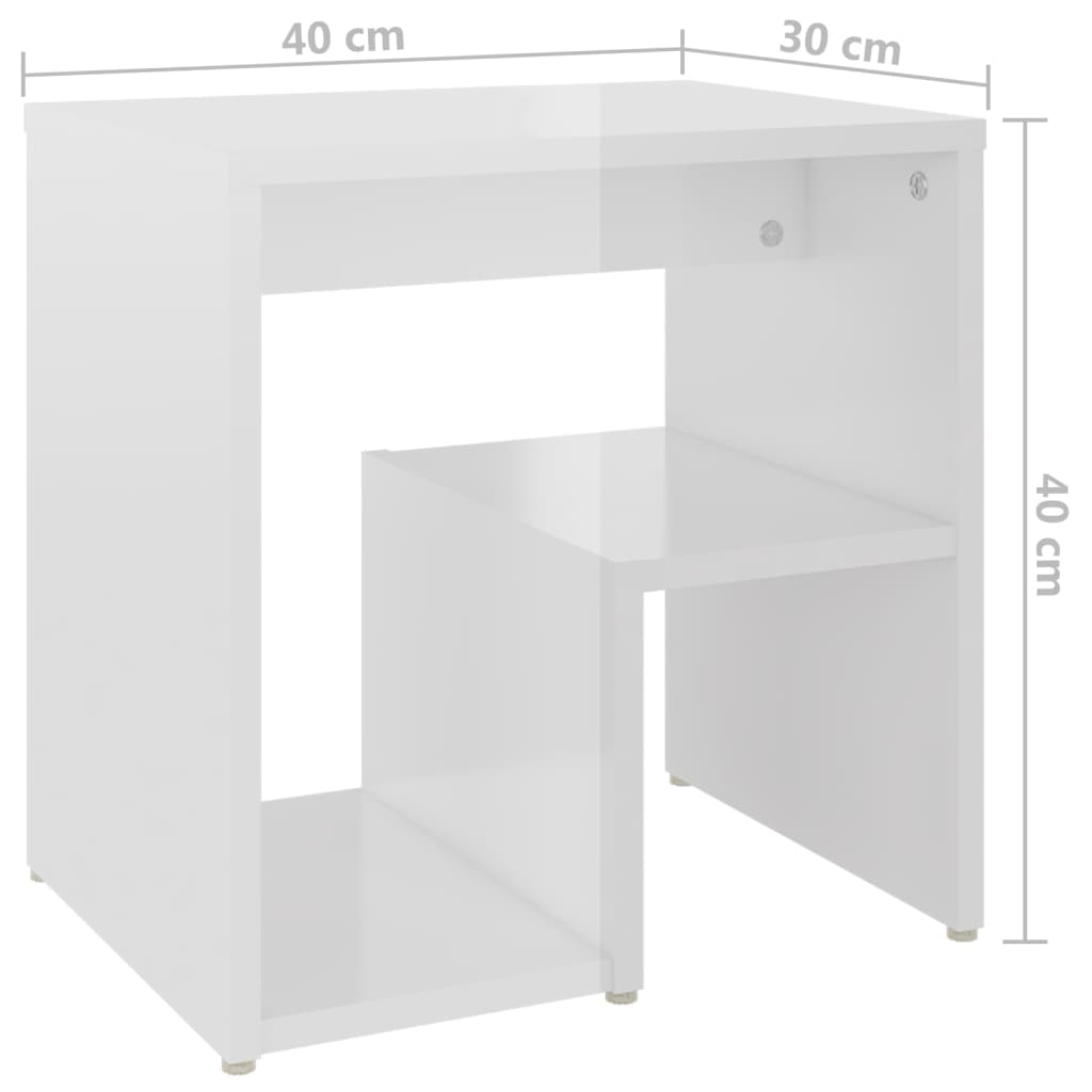 Bed Cabinets 2 pcs High Gloss White 40x30x40 cm Engineered Wood - Newstart Furniture