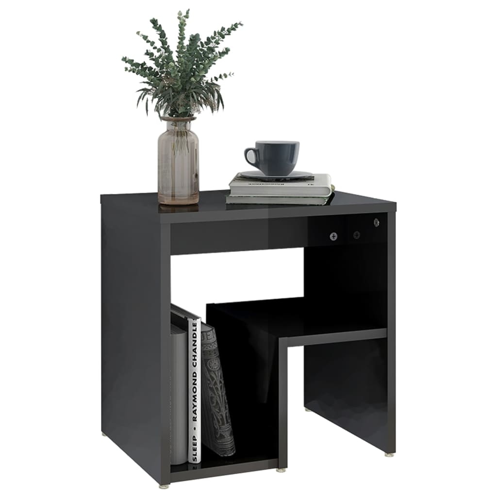 Bed Cabinets 2 pcs High Gloss Grey 40x30x40 cm Engineered Wood - Newstart Furniture