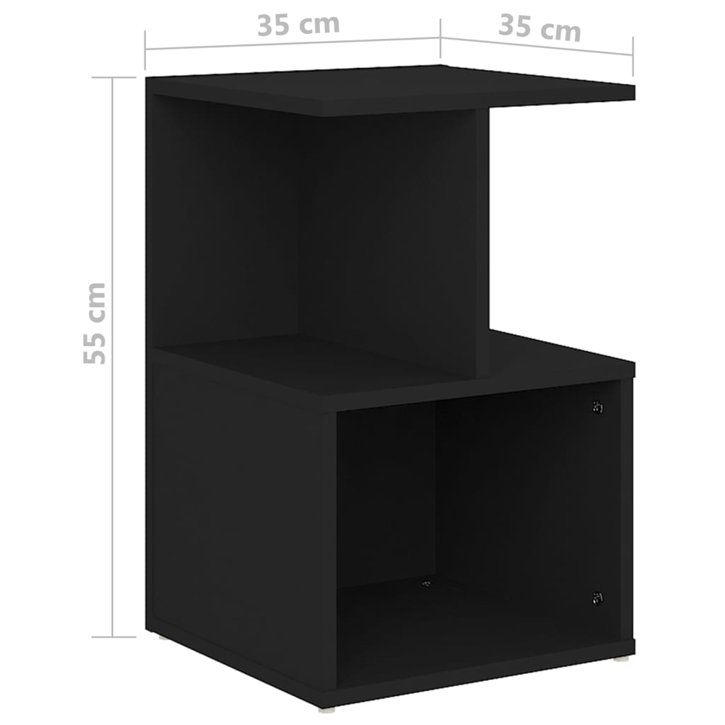 Bedside Cabinets 2 pcs Black 35x35x55 cm Engineered Wood - Newstart Furniture