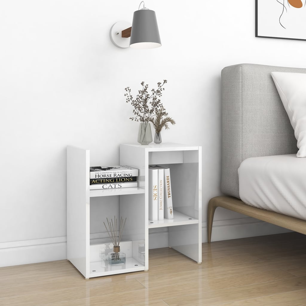 Bedside Cabinets 2 pcs High Gloss White 50x30x51.5 cm Engineered Wood - Newstart Furniture