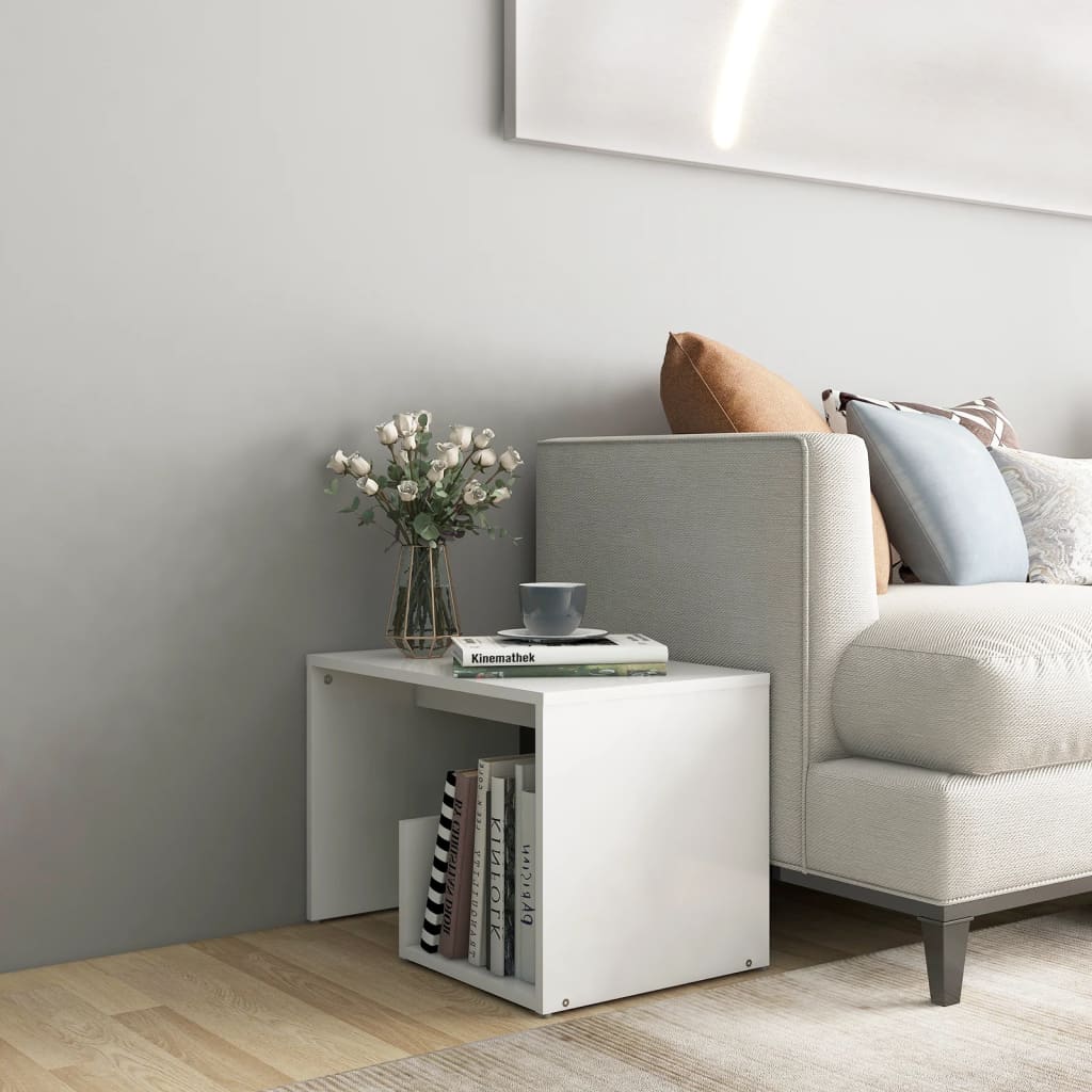 Side Table White 59x36x38 cm Engineered Wood - Newstart Furniture