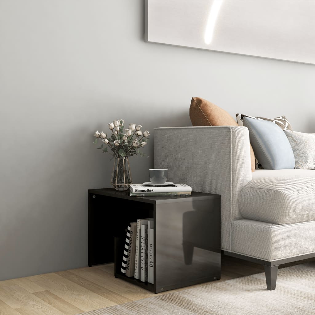 Side Table High Gloss Grey 59x36x38 cm Engineered Wood - Newstart Furniture