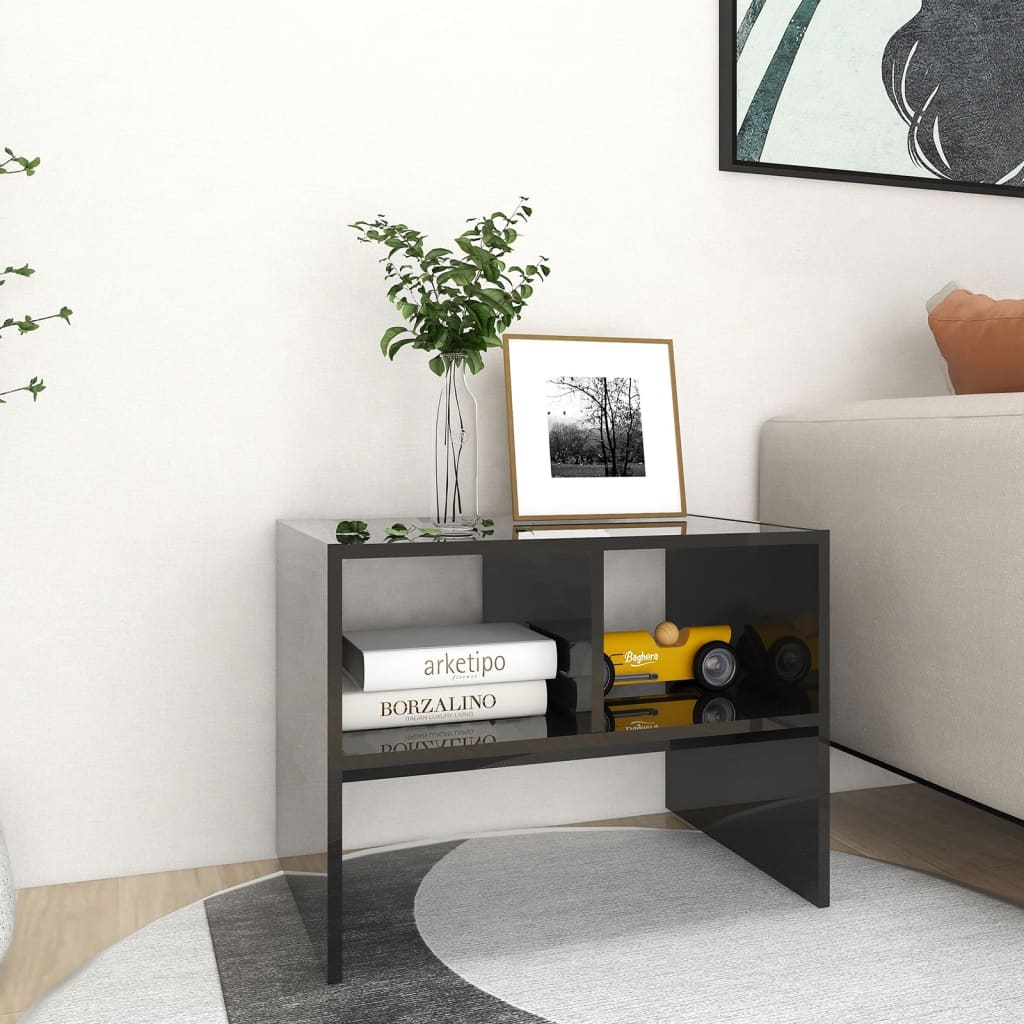 Side Table High Gloss Black 60x40x45 cm Engineered Wood - Newstart Furniture