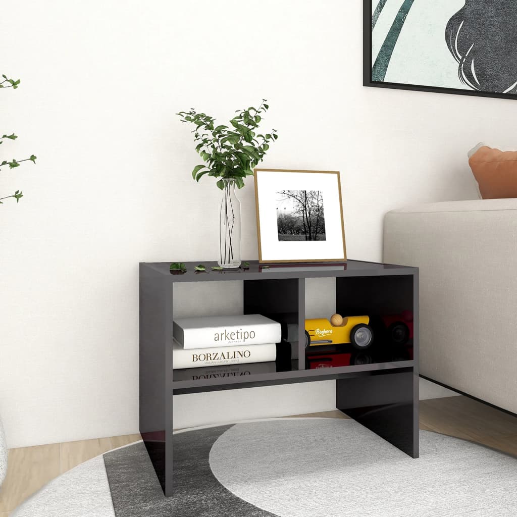 Side Table High Gloss Grey 60x40x45 cm Engineered Wood - Newstart Furniture